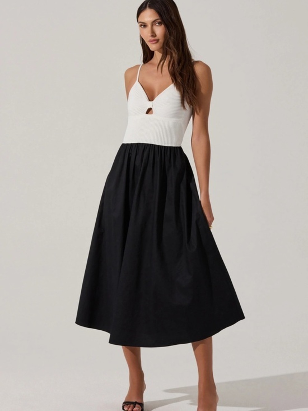 ASTR the Label Mixed Media Dress in White Black Size Small NWT